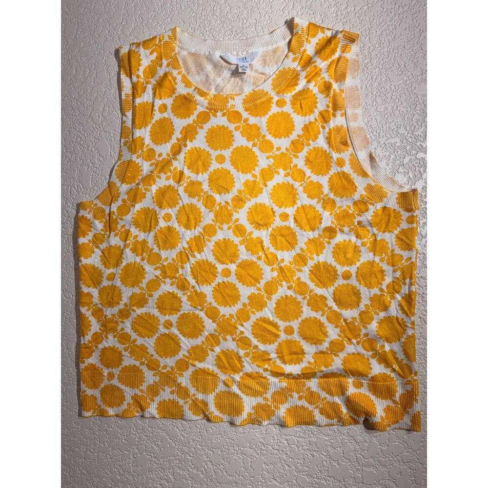 Time and Tru Yellow Floral Sweater Vest Size L 12/14